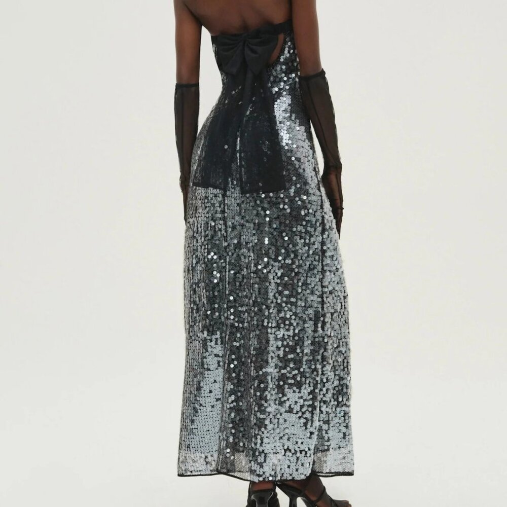 Black For Love And Lemons “Christelle” Sequin Maxi Gown Size Small NWT - Picture 8 of 17